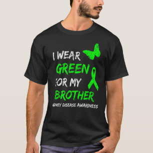 Camiseta Doença Renal Eu Visto Verde Para Minha Fita Irmão
