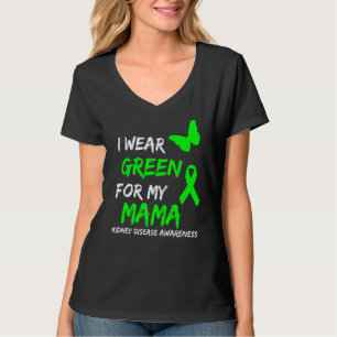 Camiseta Doença Renal Eu Visto Verde Para Minha Mãe Friso 1