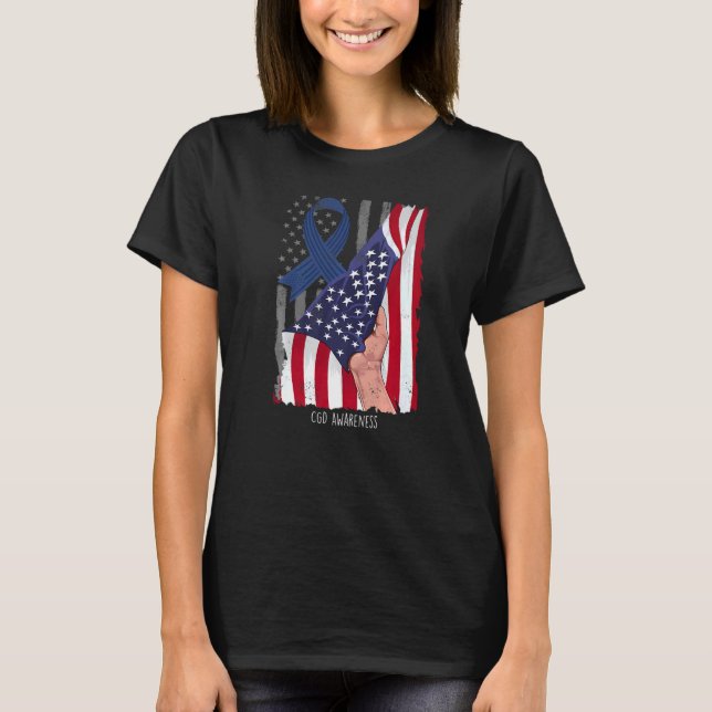 Camiseta Doenças congênitas e genéticas Bandeira Azul Ameri (Frente)