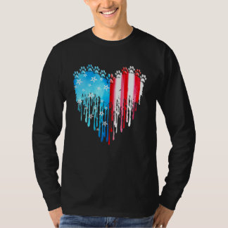 Camiseta Dog American Flag Watercolor Art 4° De Julyy