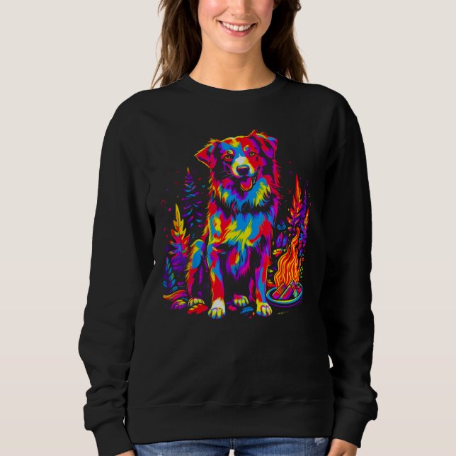 Camiseta Dog Australian Shepherd Camping (Frente)