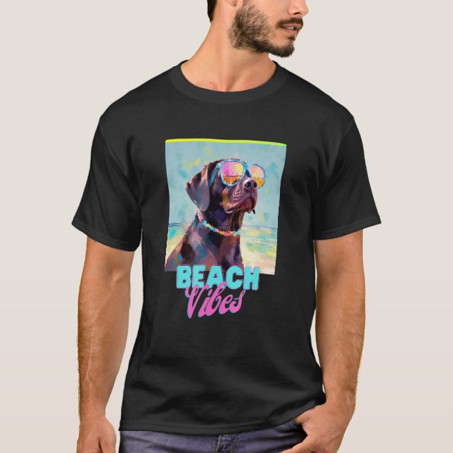 Camiseta Dog Beach T Shirt Cute Labrador Owner Tee Gift Fun (Frente)