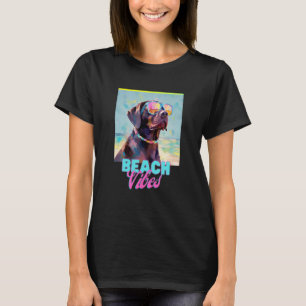 Camiseta Dog Beach T Shirt Cute Labrador Proprietário Tee G