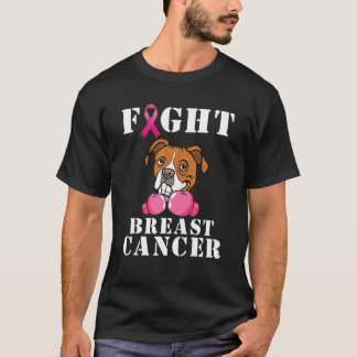 Camiseta Dog Boxight Breight Breheed Cancer Awarness Suppor