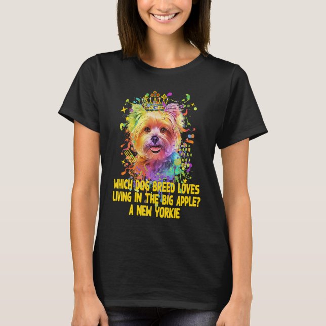 Camiseta Dog Breed Loves Living in the Big Apple Yorkie (Frente)