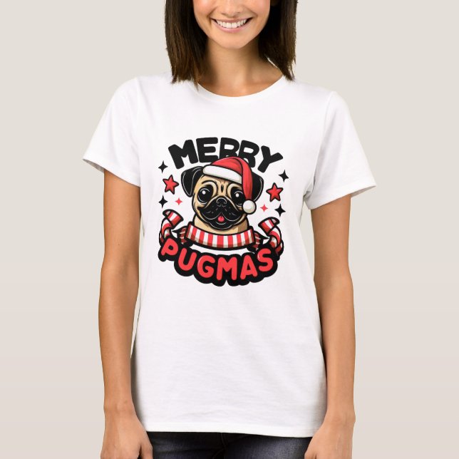 Camiseta dog christmasgift MERRY PUGMAS (Frente)