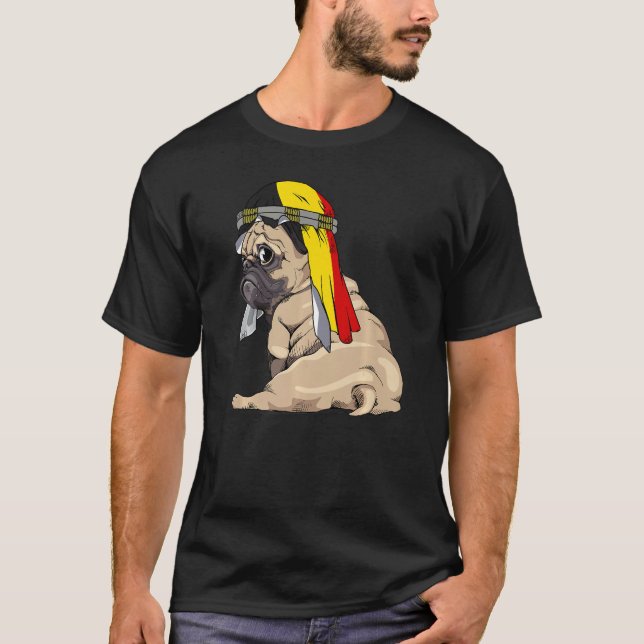 Camiseta Dog  Cute Pug Retro Belgium Flag Pride (Frente)