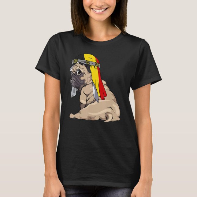 Camiseta Dog   Cute Pug Retro Belgium Flag Pride (Frente)