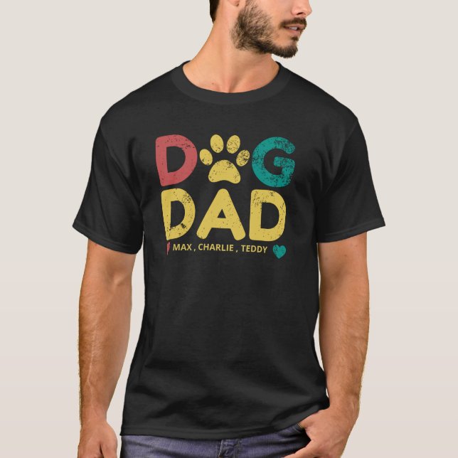 Camiseta Dog Dad/Adicione os Nomes dos Seus Cães P (Frente)