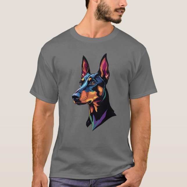 Camiseta Dog Doberman Colorful (Frente)