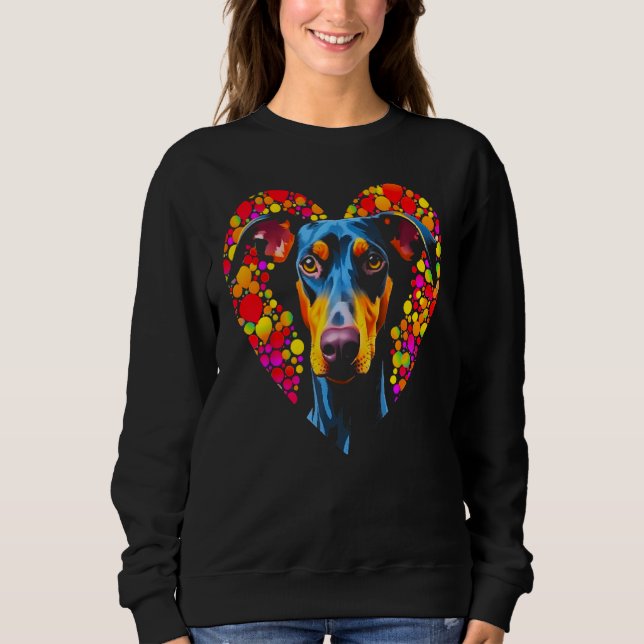 Camiseta Dog Doberman Pinscher Love Heart (Frente)
