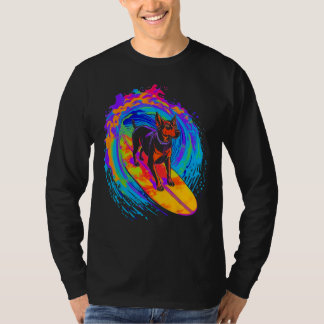 Camiseta Dog Doberman Pinscher Surfing