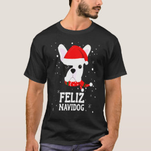 Camiseta Dog Feliz Navidog French Buldogue Christmas Santas