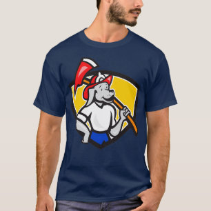 Camiseta Dog Fireman Firefighter Fire Axe Shield Cartoon