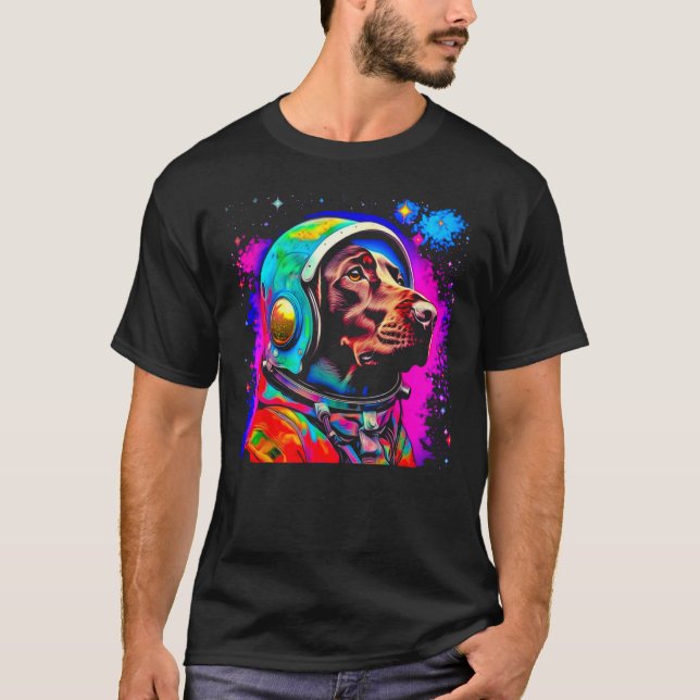Camiseta Dog German Shorthaired Pointer Astronaut Space Des (Frente)