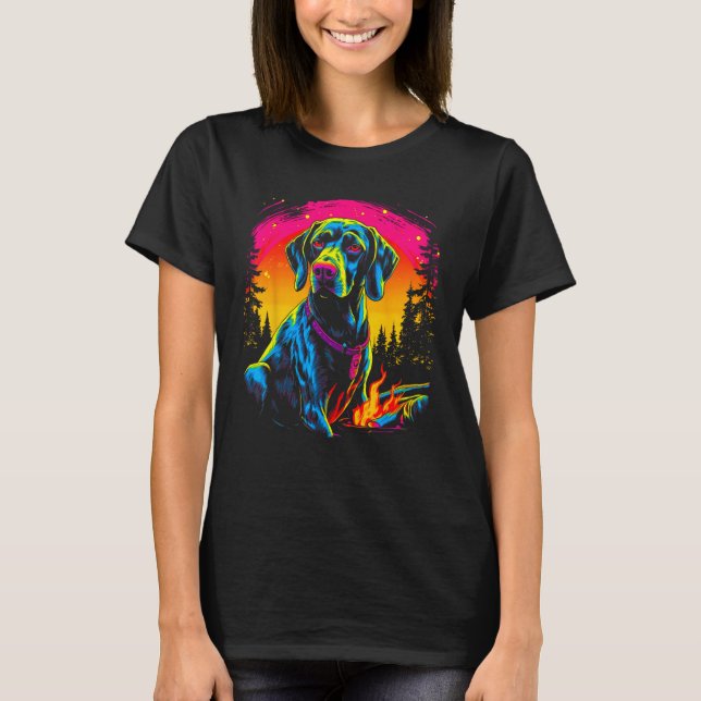 Camiseta Dog German Shorthaired Pointer Camping (Frente)