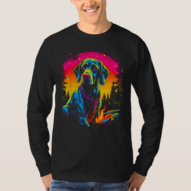 Camiseta Dog German Shorthaired Pointer Camping (Frente)