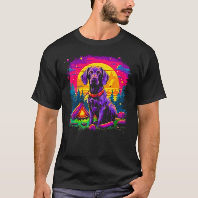Camiseta Dog German Shorthaired Pointer Camping Nature (Frente)