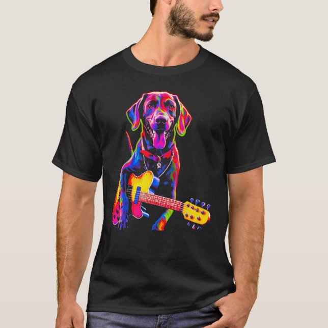 Camiseta Dog German Shorthaired Pointer Guitar (Frente)