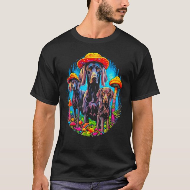 Camiseta Dog German Shorthaired Pointer Mushroom (Frente)