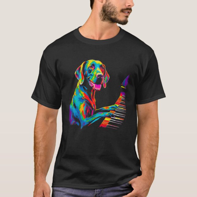 Camiseta Dog German Shorthaired Pointer Piano Pianist (Frente)
