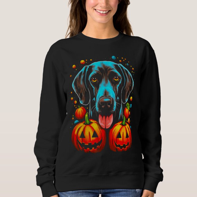 Camiseta Dog German Shorthaired Pointer Pumpkin Halloween (Frente)