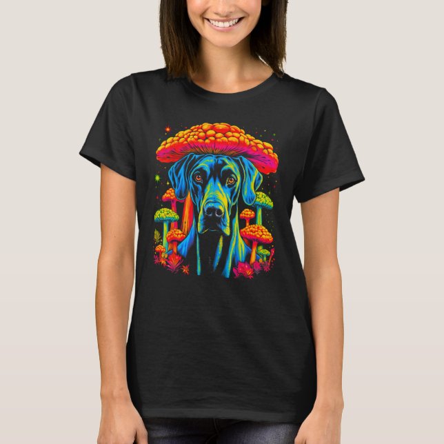 Camiseta Dog Great Dane Psychedelic Mushroom (Frente)