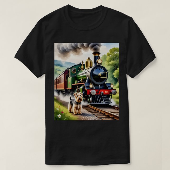 Camiseta Dog Greeting steam train (Frente do Design)
