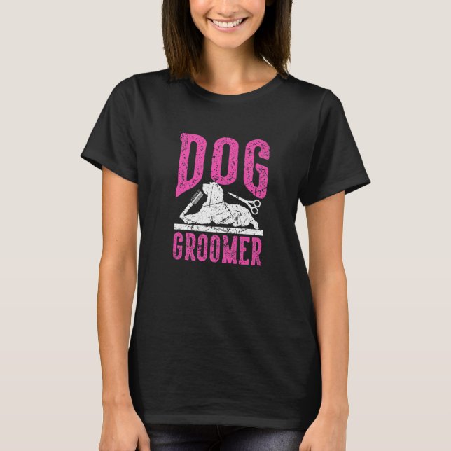 Camiseta Dog Groomer Pet Grooming Grunge Men Women   (Frente)