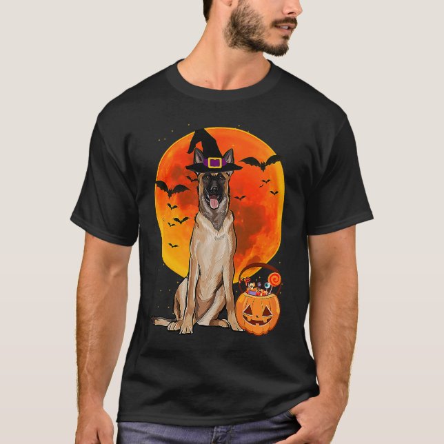 Camiseta Dog Halloween Belgian Malinoi Jack O Lantern Pumpk (Frente)