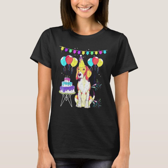 Camiseta Dog  Kids Birthday Cake Dog Owner Pet Animal Beagl (Frente)
