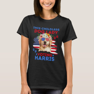 Camiseta Dog Lady Vote Kamala Harris 2024 Retriever Ouro