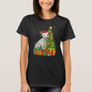 Camiseta Dog Lighting Xmas Tree Papais noeis Dalmacianos C