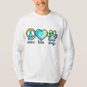 Camiseta Dog Lover Dift Peace Love Dogs Tie Dye Puppy Gifs