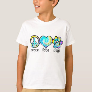 Camiseta Dog Lover Dift Peace Love Dogs Tie Dye Puppy Gifs