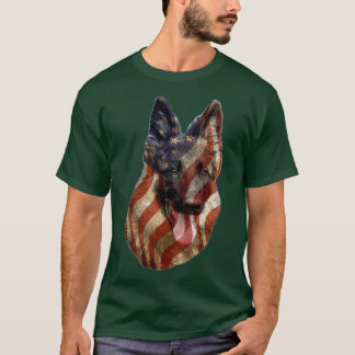 Camiseta Dog Lover Gift Patriotic American Flag Shep