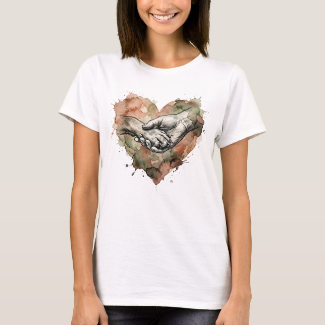 Camiseta Dog Lover Human Animal Bond Watercolor Heart (Frente)