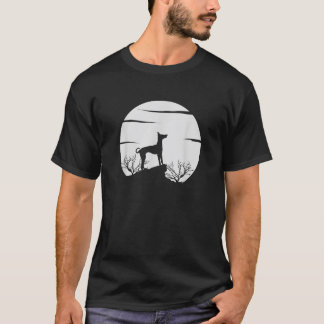 Camiseta Dog Lover Silhouette with Scenic Moon and Nature S