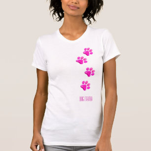 Camiseta DOG MAMA Pata Rosa Imprime Pet Lover Divertido