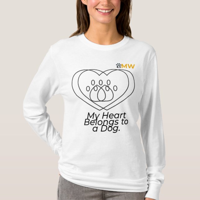 Camiseta Dog Mom Heart Shirt – Chic Double Heart Long Sleev (Frente)