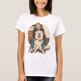 Camiseta Dog Mom Hugging Fluffy Puppy Cute Pet Moment