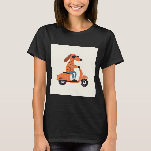Camiseta Dog on Scooter - Funny and Stylish Illustration (Frente)