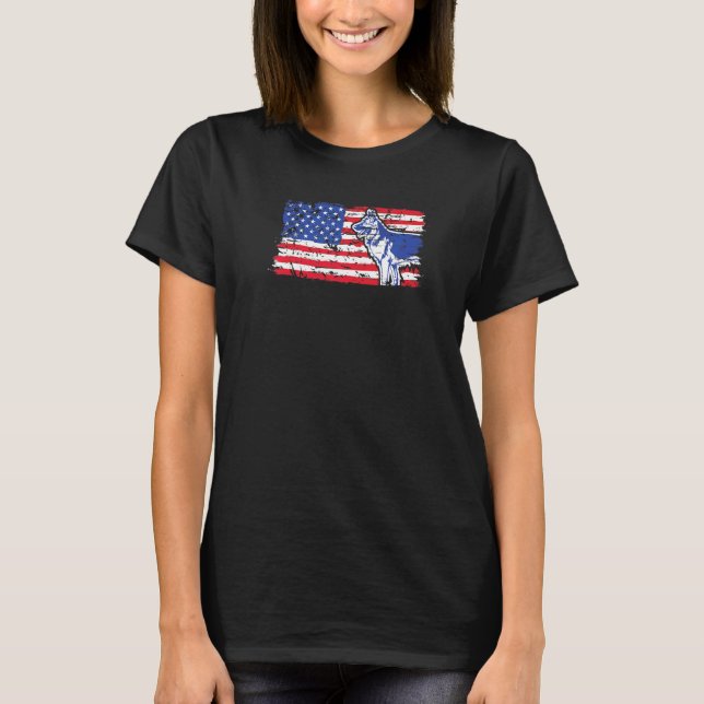Camiseta Dog Patriotic German Shepherd American Flag   (Frente)