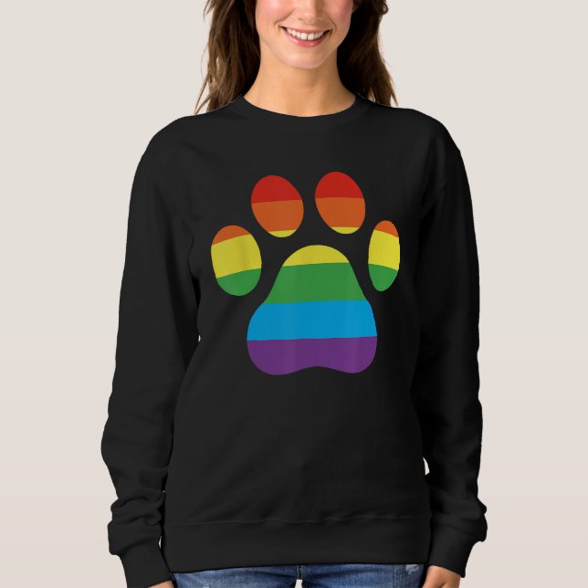 Camiseta Dog Paw Print LGBTQ Rainbow Flag Gay Pride Ally Do (Frente)