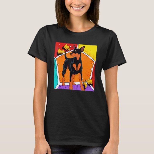 Camiseta Dog Pet Min Pin Dog Owner Animal Pop Min Pinscher (Frente)