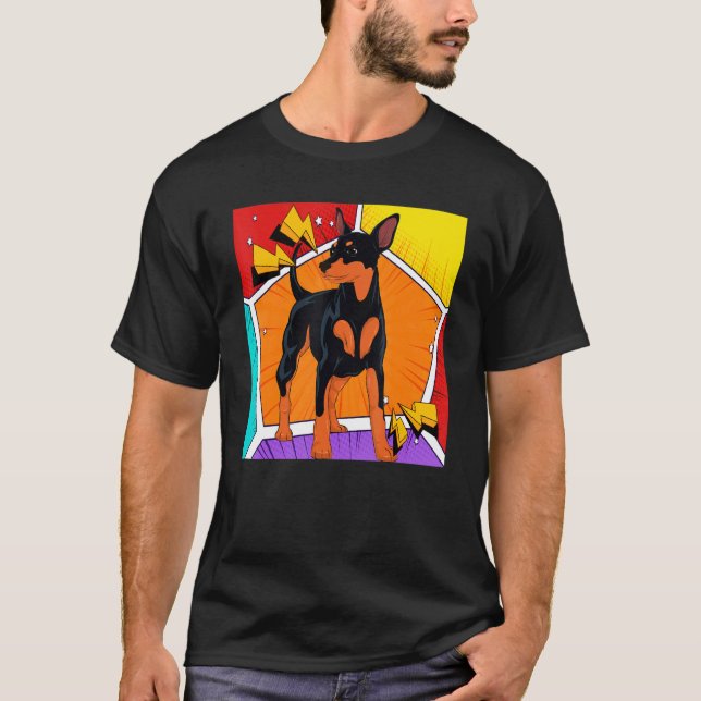 Camiseta Dog Pet Min Pin Dog Owner Animal Pop Min Pinscher (Frente)