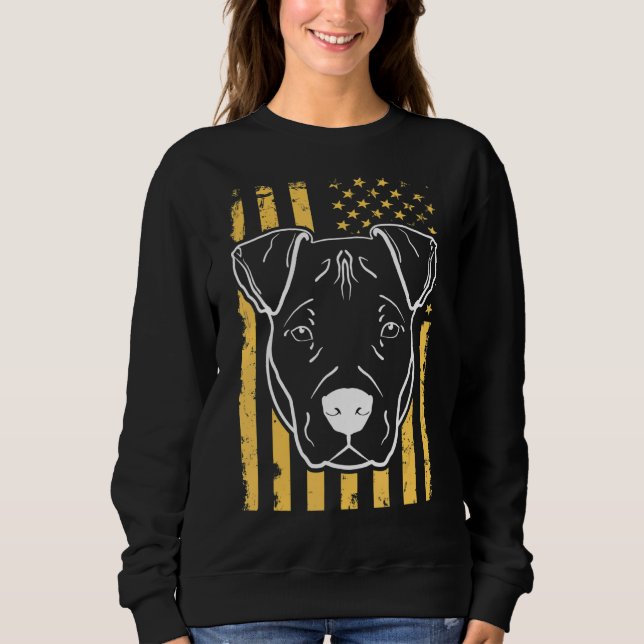 Camiseta Dog Pitbull Us American Flag (Frente)