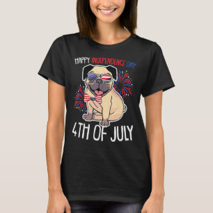 Camiseta Dog Pug Happy 4 De Julho Dos Eua Bandeira American