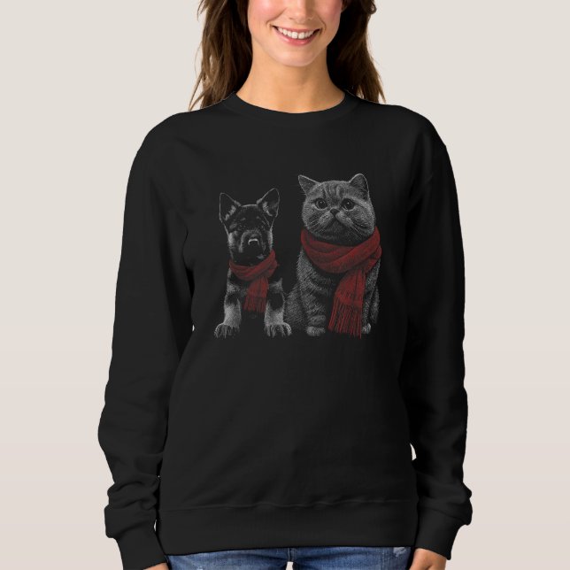 Camiseta Dog Puppy German Shepherd and British Shorthair (Frente)