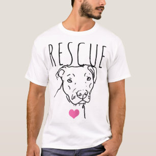 Camiseta Dog Rescue Pitbull Coração Coração Corajoso Adota 